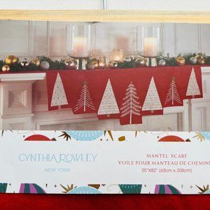 Cynthia Rowley New York Red Trees Holiday Christmas Mantle Scarf